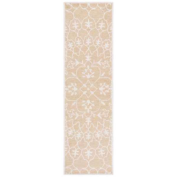 Metro 2 ft. x 8 ft. Gold/Ivory Moroccan Floral Trellis Runner Rug