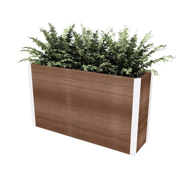 Urbana 57"L x 16"W x 33"H Large Vinyl Parklette Planter, Espresso Brown, VT17513