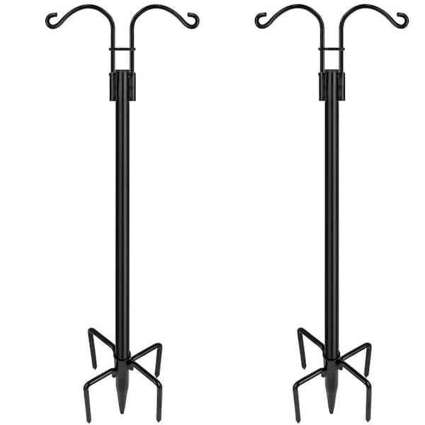 108 in. Metal Double Shepard's Hooks for Outdoor, 2-Pack Heavy Duty Garden Pole with 5-Prong Base