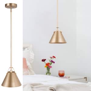Modern Gold Pendant Light with Metal Bell Shade, Glam Hanging Light for Kitchen Island Living & Dining Room Corner Table