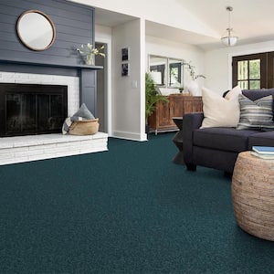 Watercolors II - Willow Brook - Blue 38.4 oz. Polyester Texture Installed Carpet