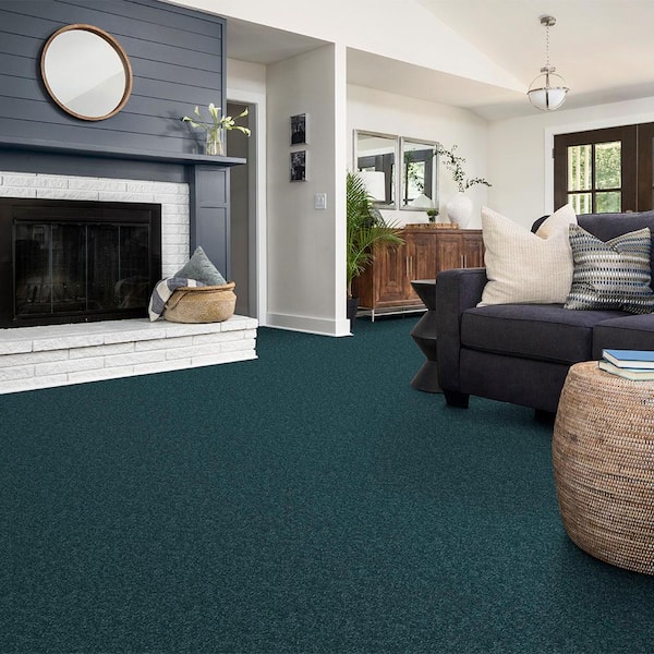 Watercolors II - Willow Brook - Blue 15 ft. 38.4 oz. Polyester Texture Carpet - Installation Required
