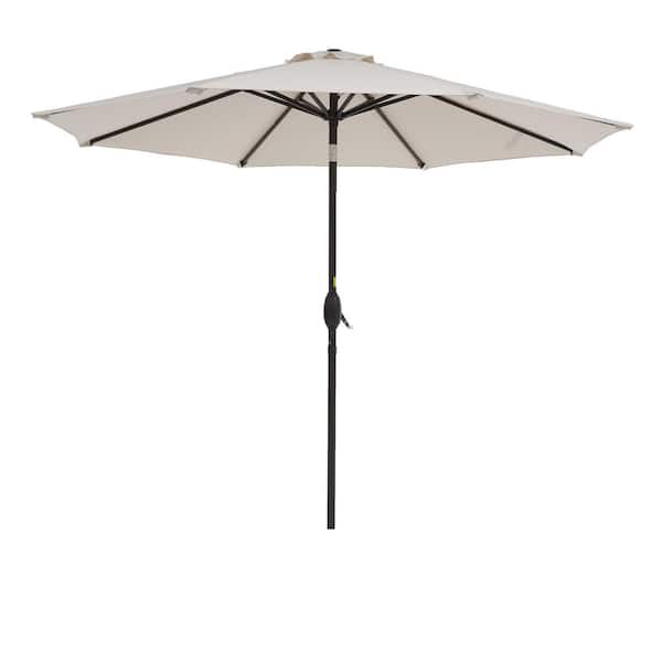 Inner Decor Seymo 9 ft. Steel Market Tilt Patio Umbrella in Beige Without Base
