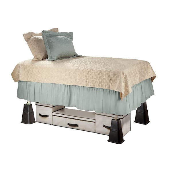 8 Piece Black Bed Risers Set, Bed Frame Glide Legs Home Depot
