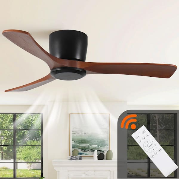 Breeze Series 42 in. Indoor Brown Ceiling Fan Low Profile Flush Mount 3-Blade with Remote Included