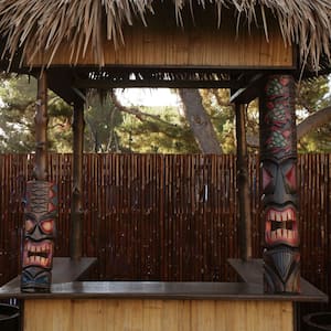 20 in. Classic Tahitian, Dot Art Tiki Mask Outdoor Wood Art Decoration