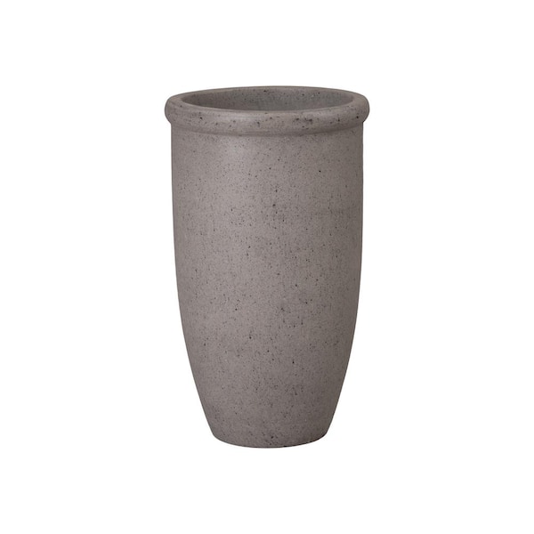 Emissary 10.5 in. L x 18 in. H Gray Terrazzo Round Planter