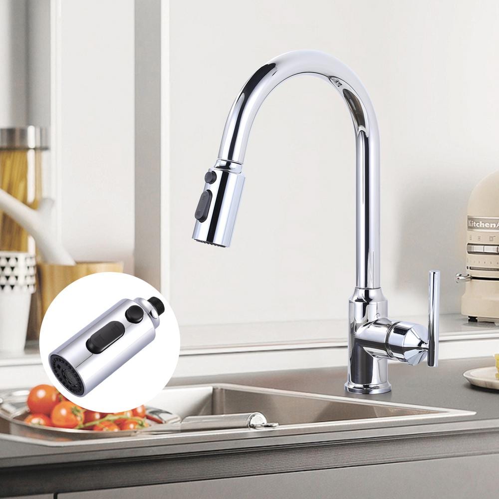 Polished Chrome Kitchen Faucet Spray Head with 9 Adapters