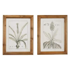 2- Panel Leaf Framed Wall Art with Brown Frame 22 in. x 17 in.