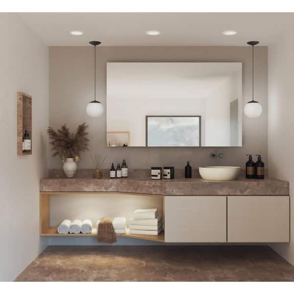 Progress Lighting Atwell Collection Matte Black and Opal Glass Globe Small Hanging Pendant Light