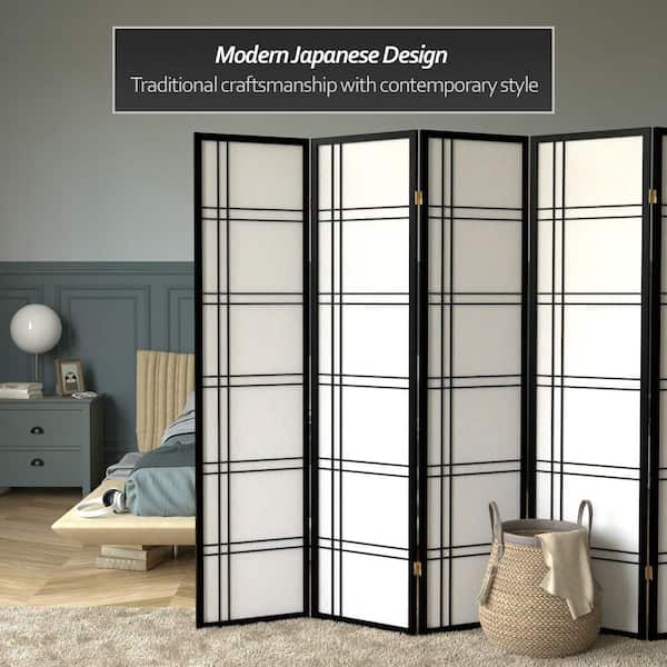 Red Lantern 6 ft. Black 8-Panel Room Divider SSCDBLX-8P-BLK - The