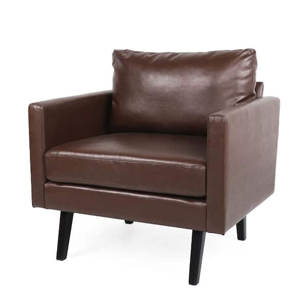 Noble House Carey Dark Brown Faux Leather Club Chair