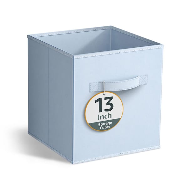 Storage Bins Handles, Blue 13 in. W x 13 in. H Fabric Decorative Basket Set of 1, Foldable Closet Organizer Cubes