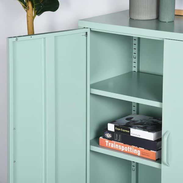 Open Front Cabinet, 2 Shelves, Metal, Short, GRAL124R3AAM 