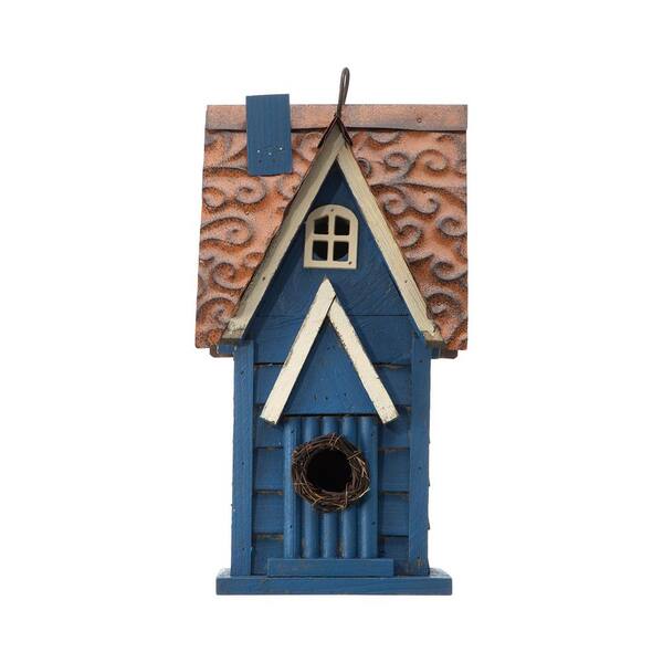 Glitzhome 12 in. H Distressed Solid Wood Birdhouse