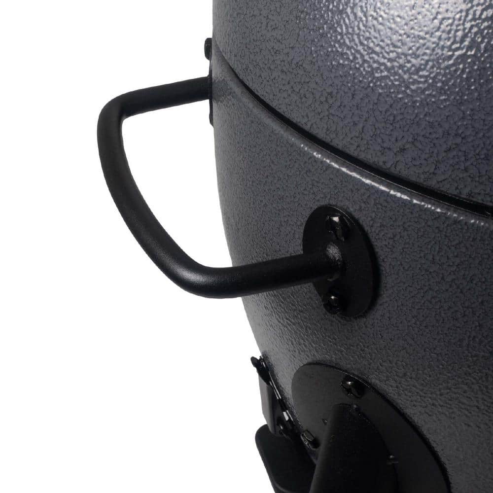 Gray Stainless Steel 14-inch Kamado Charcoal Grill