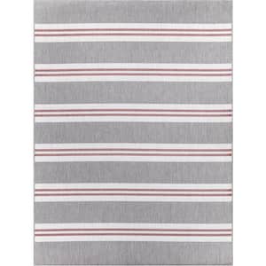 Stripes Gray 2 ft. x 3 ft. Indoor/Outdoor Scatter Rug