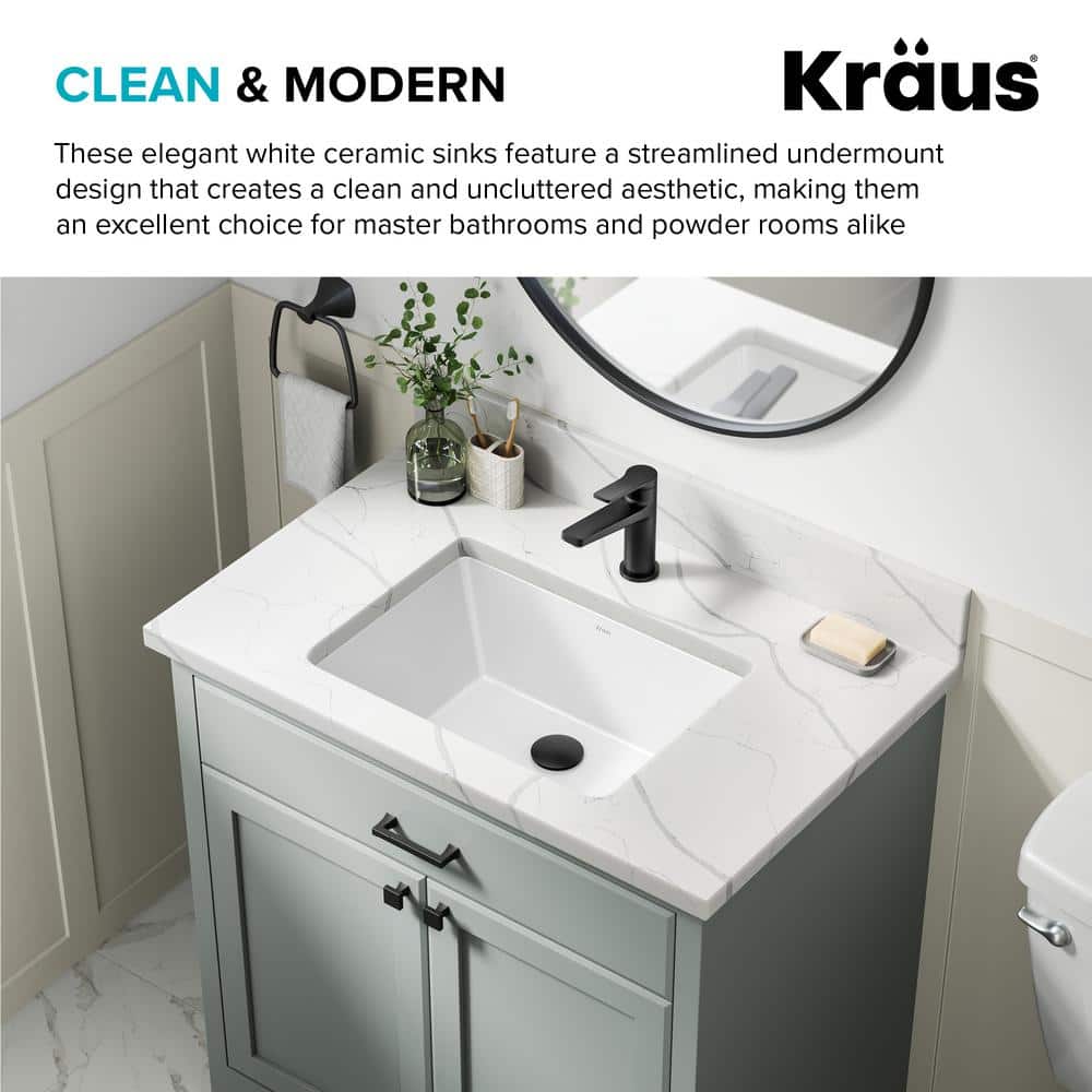 Kraus Elavo 20.25" White Ceramic Undermount Bathroom Sink
