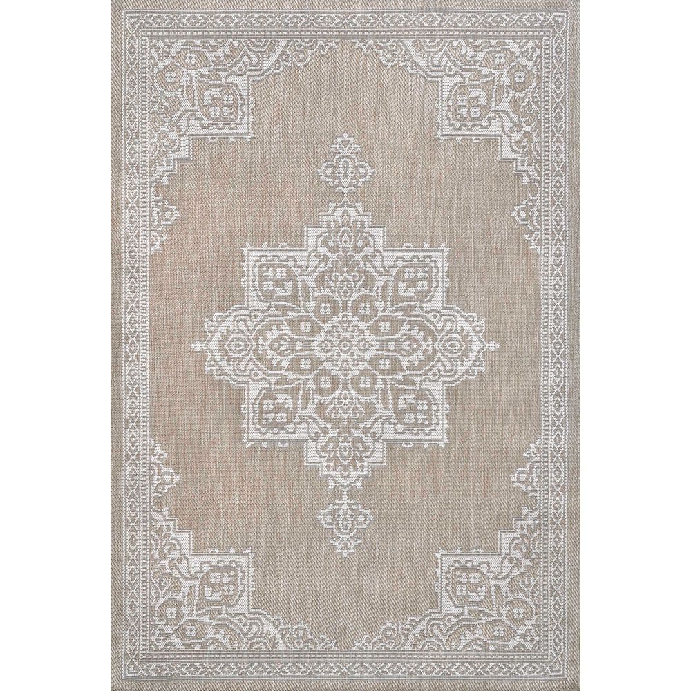 Arden Vintage Casual Medallion Beige/Cream 4 ft. x 6 ft. Indoor/Outdoor Area Rug price history on PriceWatchPro