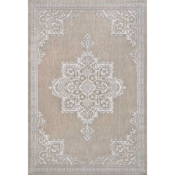 Arden Vintage Casual Medallion Beige/Cream 4 ft. x 6 ft. Indoor/Outdoor Area Rug