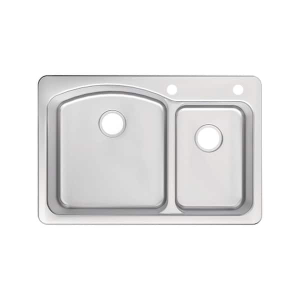 33 in. Drop In / Under Mount 60/40 Double Bowl 20 Gauge Stainless Steel Kitchen Sink