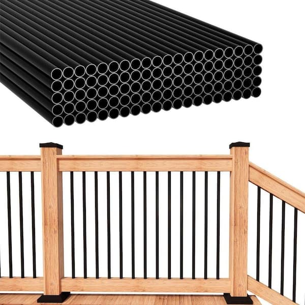 WRIGHTMASTER 26 in. H x 0.75 in. W Black Iron Stair Railing Kit with ...