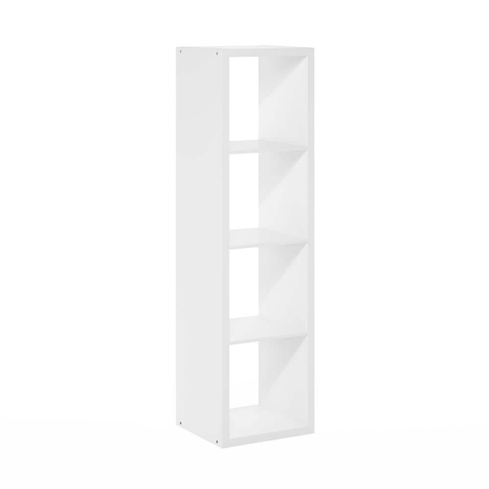 White Composite Wood 4-Cube Vertical Storage Organizer