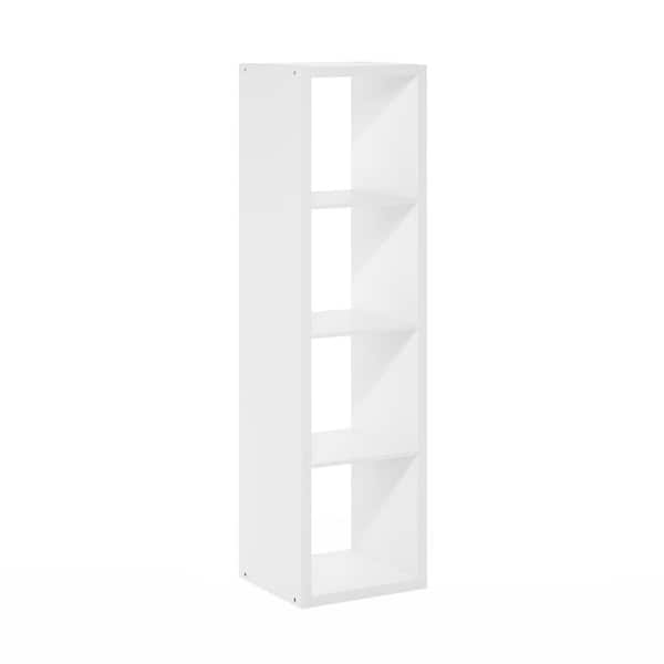Cubicle 57.95 in. Tall White Wood 4-Cube Bookcase