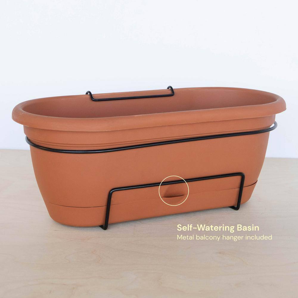 Lucca Terracotta Rectangular Window Box with Self-Watering Basin