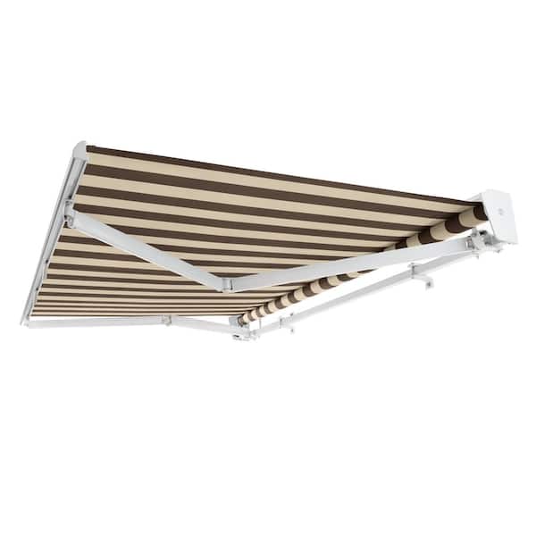 18 ft. Destin Manual Retractable Awning with Hood in. Projection) in Brown/Tan DA18-BRNT - Home Depot
