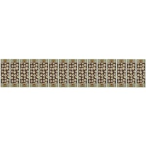 Indoor Pet Paw and Bone Design Green Brown 8-1/2 in. x 26 in. Slip Resistant Backing Stair Tread Cover (Set of 15)