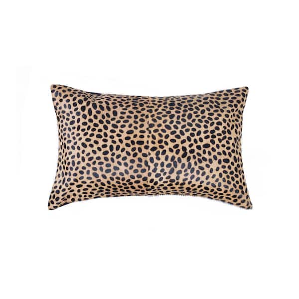 natural Torino Togo Cowhide Cheetah Print 12 in. x 20 in. Throw Pillow