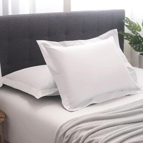 Set of 2 White Brushed Twill Decorative Throw Pillow Covers