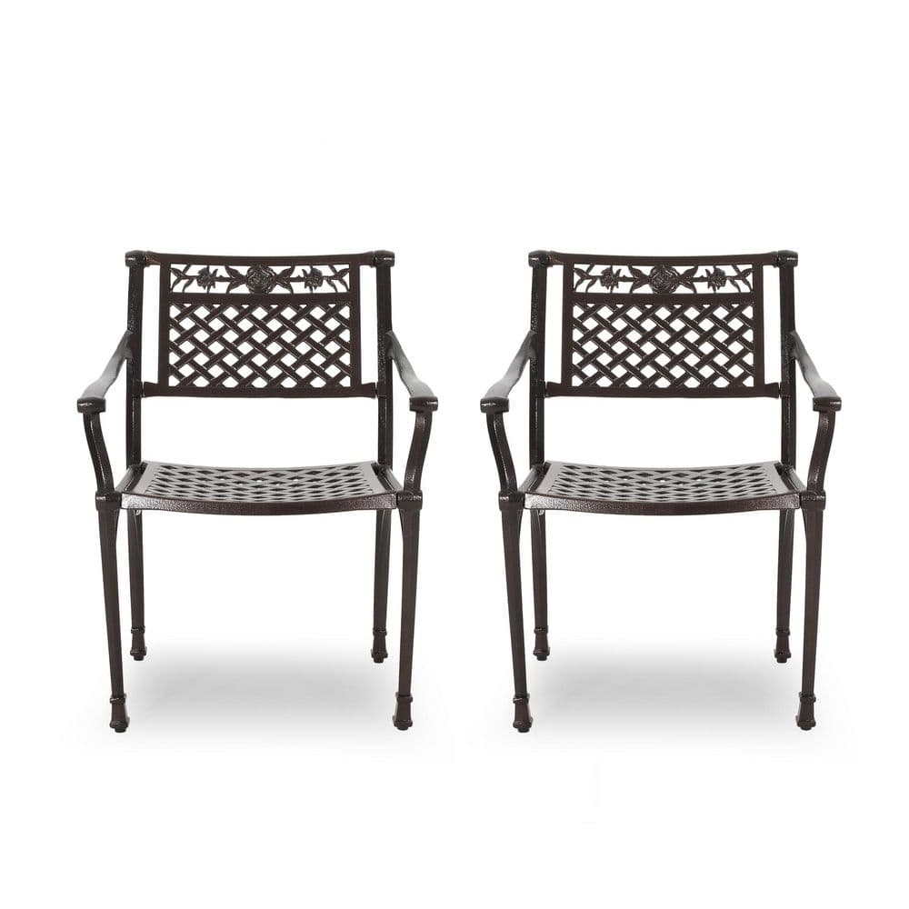 Bronze Aluminum Outdoor Dining Chair with Hand Crafted Details Set of 2 price history on PriceWatchPro