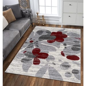 Amy Red Floral 4 ft. x 6 ft. Area Rug