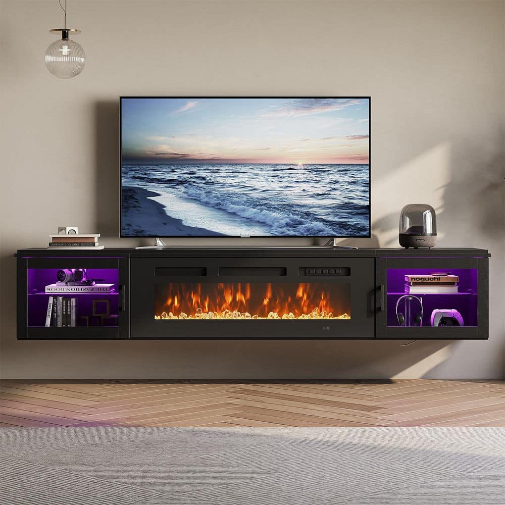 Sizzim 70 in. Freestanding Electric Fireplace TV Stand with 12