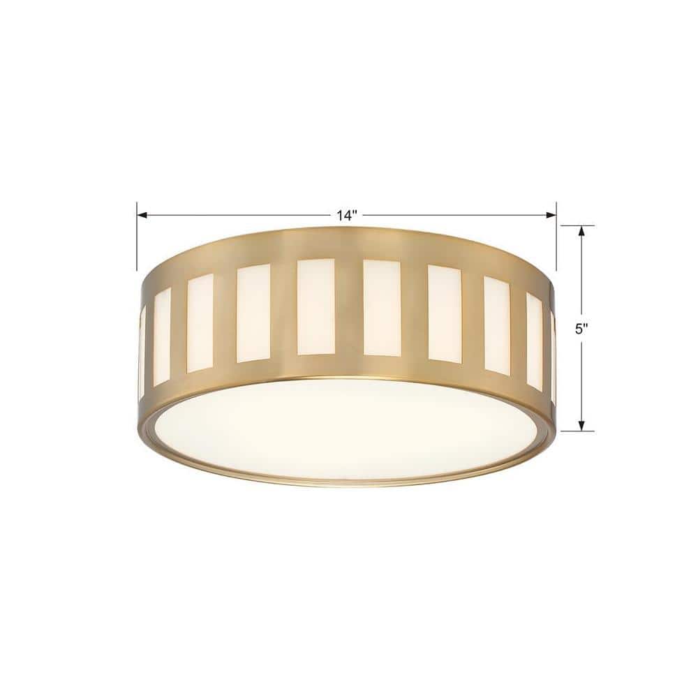 Vibrant Gold Glass Drum Flush Mount Ceiling Light