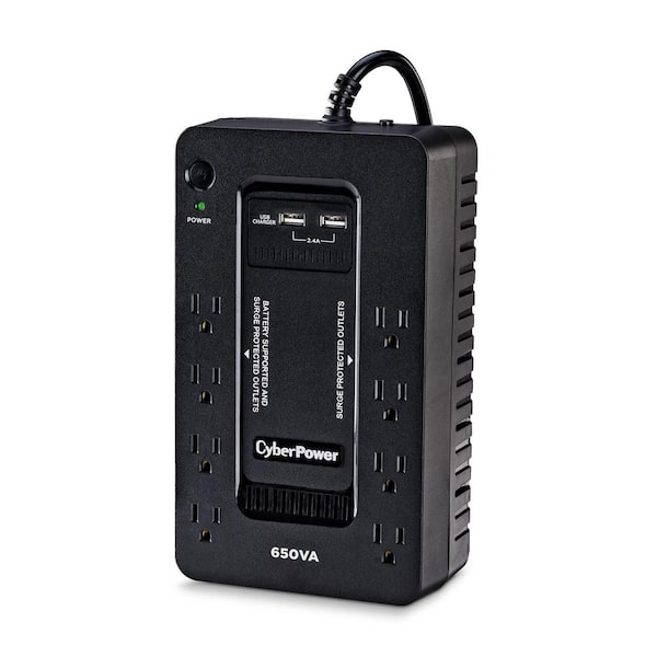 Cord 8 Outlets & 5 ft Black CyberPower UPS PC Battery Backup w/ USB Ports 