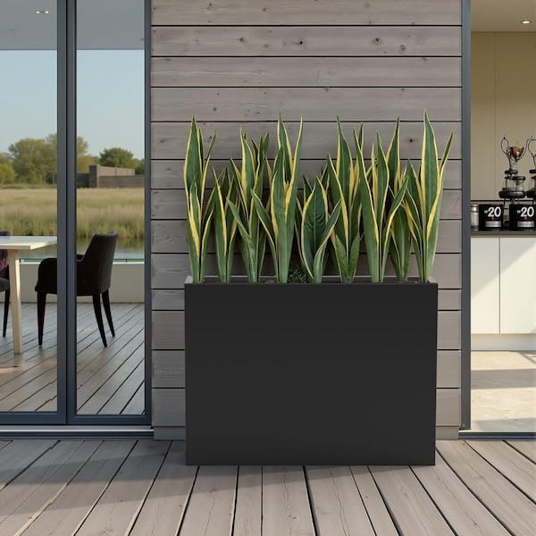 9.05 in. L x 35.83 in. W x 27.95 in. H 157 qts. Black Metal Rectangular Planter Box Raised Beds with Drainage Hole