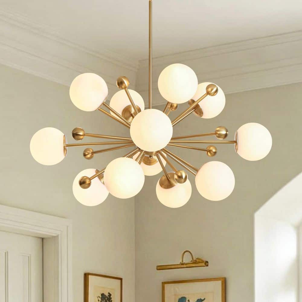 Rennnsan Tusten 37.8 in. 12-Light Brass Modern Sputnik Chandelier