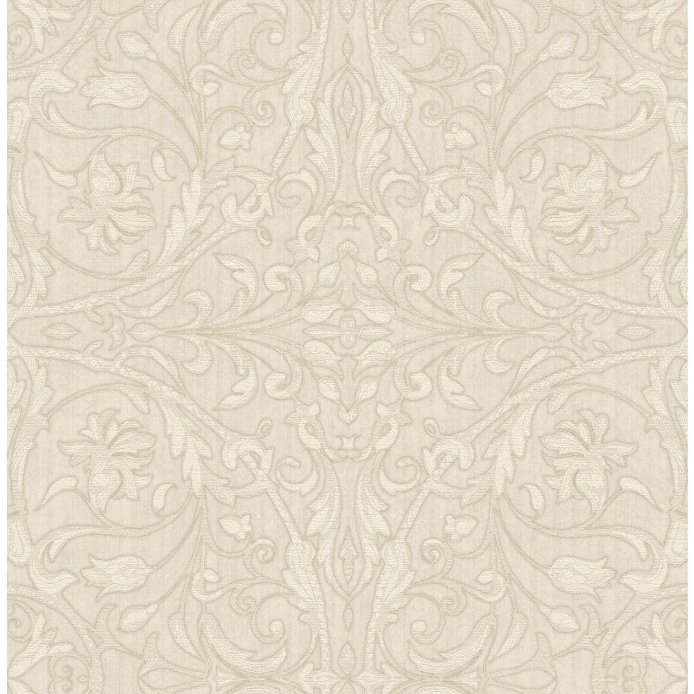 Sirpi Fenice Beige Scroll Vinyl Peelable Roll (Covers 56.4 sq. ft ...