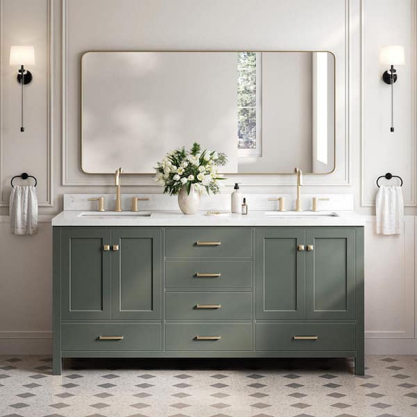 ARIEL Cambridge 72 in. Double Sink Freestanding Bathroom Vanity in