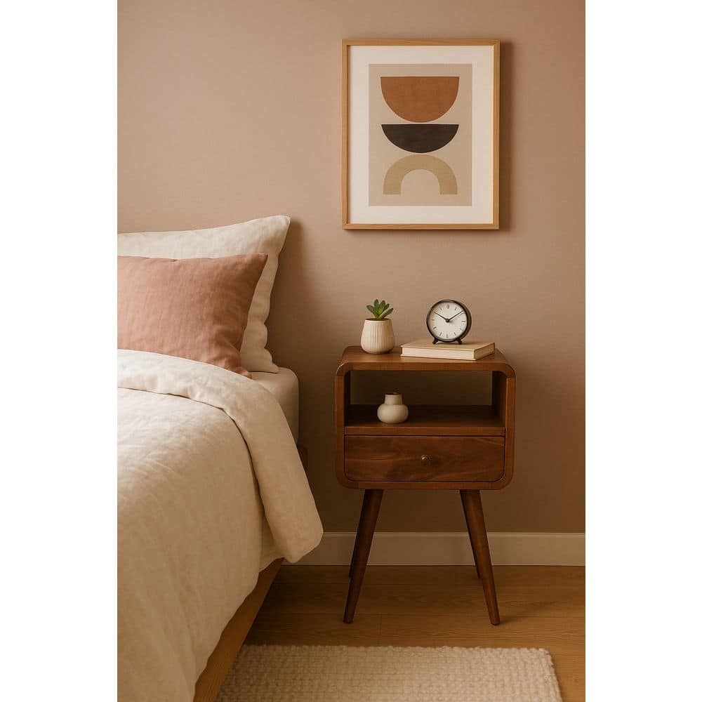 Noctis Chestnut 1 Drawer Solid Wood Floating Nightstand with 1 Open Slot