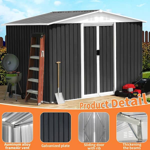 ToolCat 8 ft. W x 6 ft. D Aluminum Alloy Frame Shed with Sliding