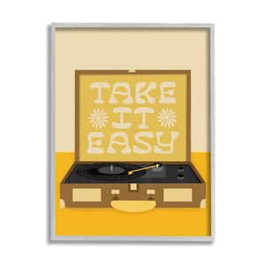 Take it Easy Motivational Vintage Boho Record Player by Jaylnn Heerdt Framed Typography Art Print 30 in. x 24 in.