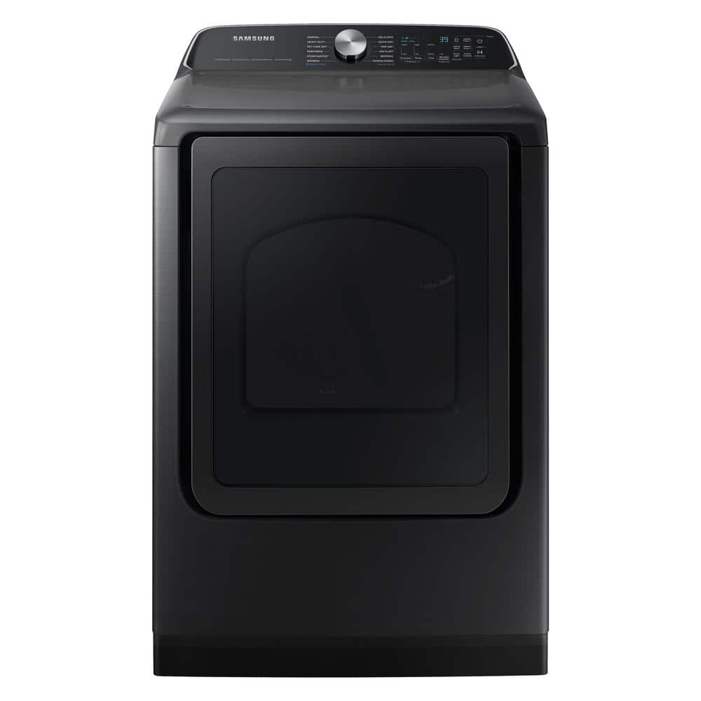 7.4 cu. ft. Vented Smart Front Load Gas Dryer with Steam Sanitize+ in Brushed Black