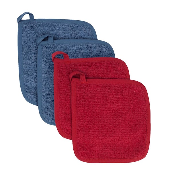 Federal Blue/Paprika Variety 4-Pack Terry Potholder Set