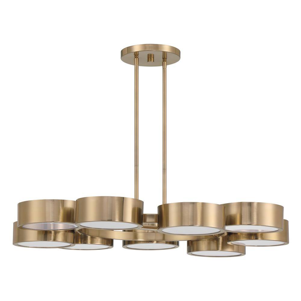 Noble Brass and Crystal 9-Light LED Chandelier