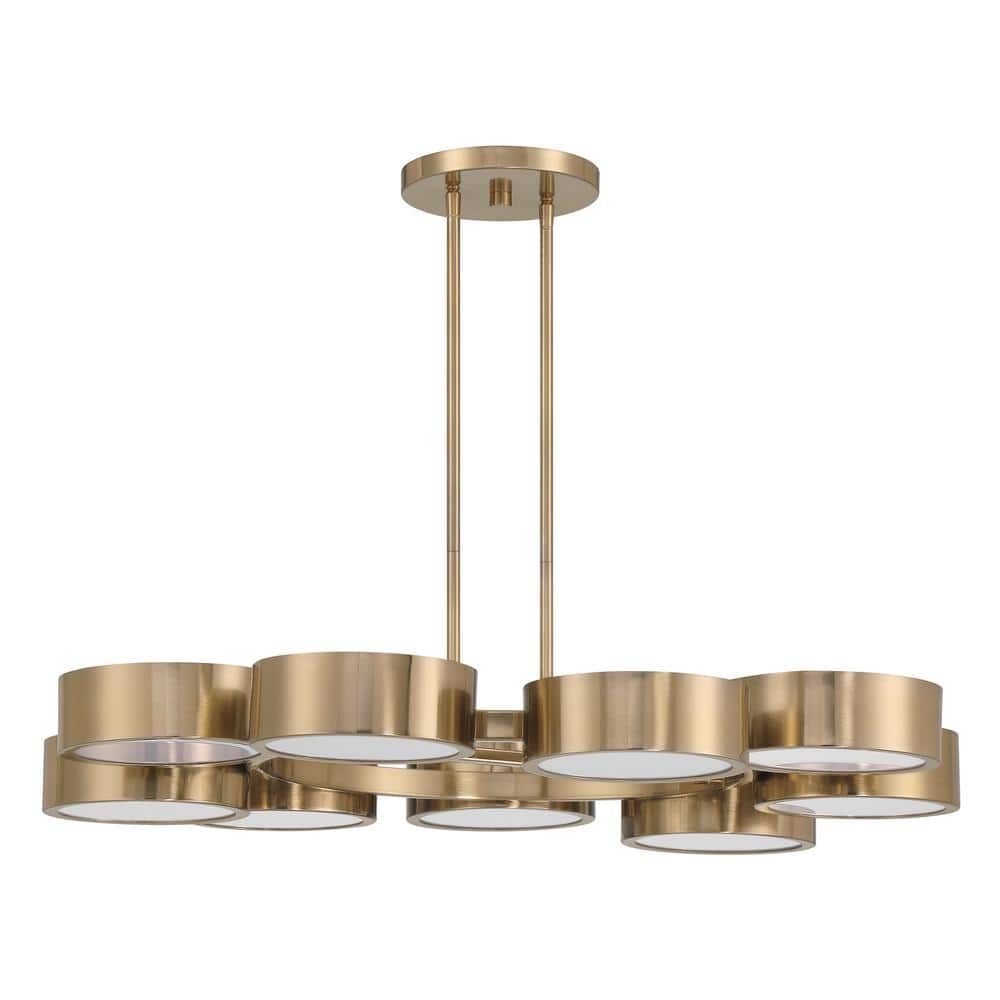 Noble Brass and Crystal 9-Light LED Chandelier