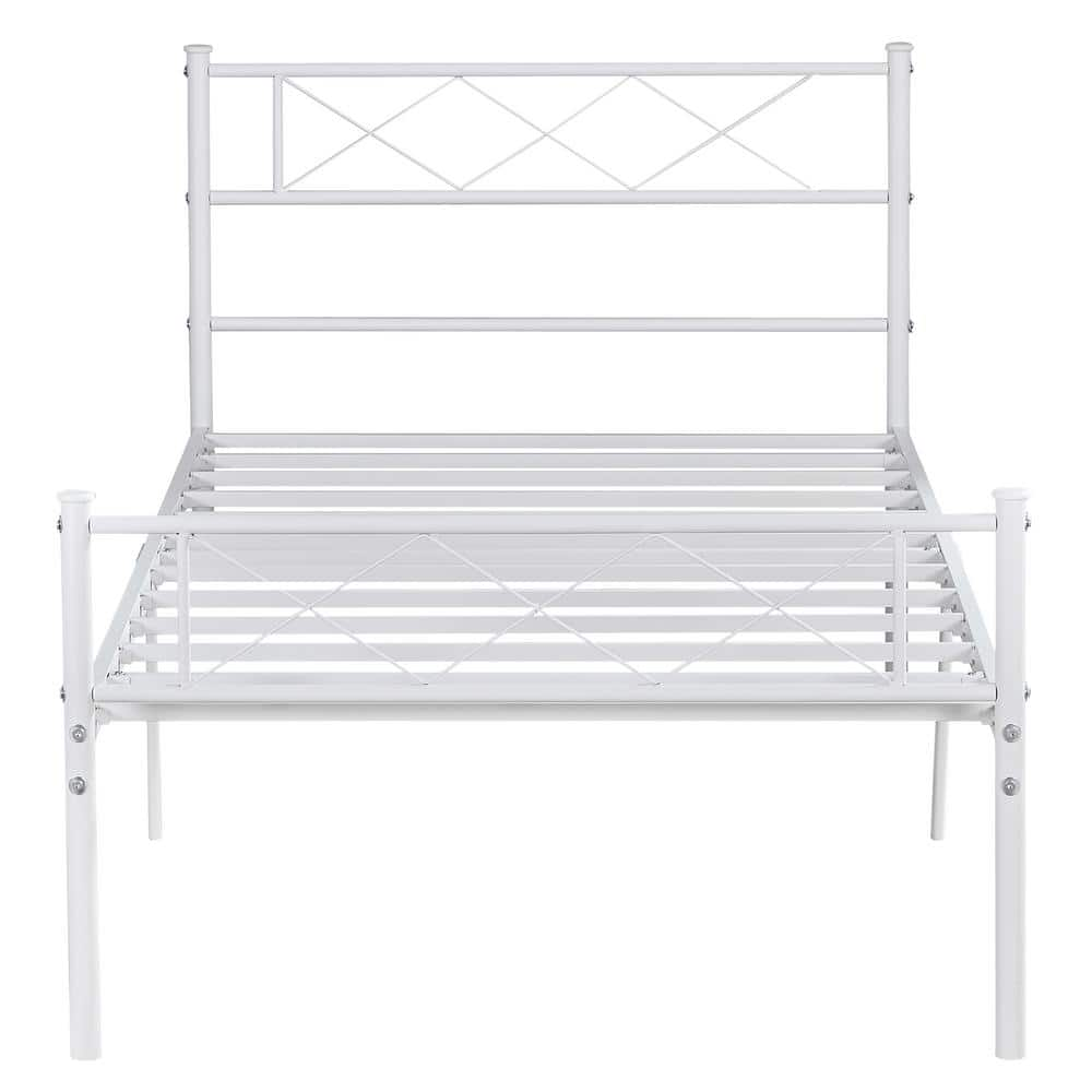 VECELO Victorian Bed Frame ，White Metal Frame 40 In. W Twin Size ...